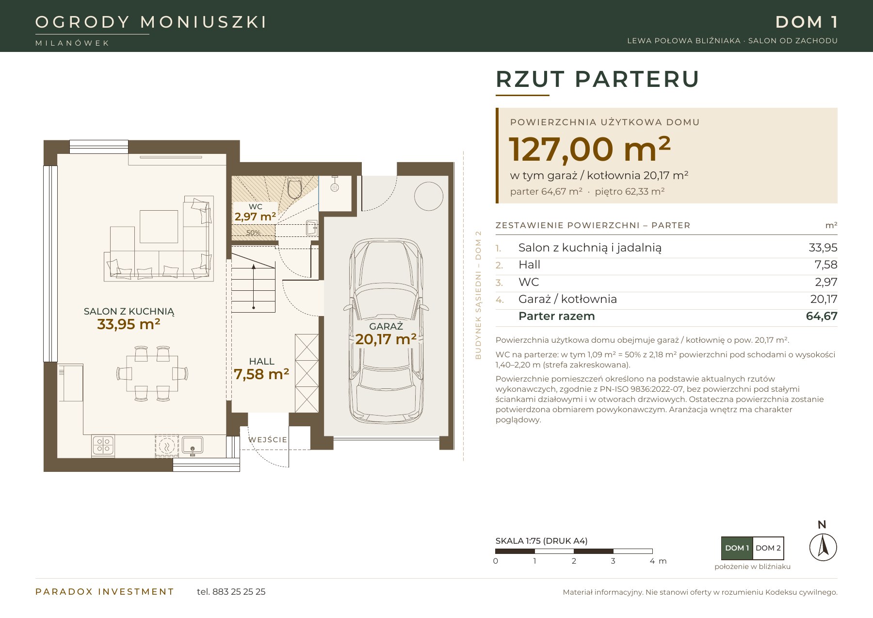 Parter domu 1 — rysunek sprzedażowy