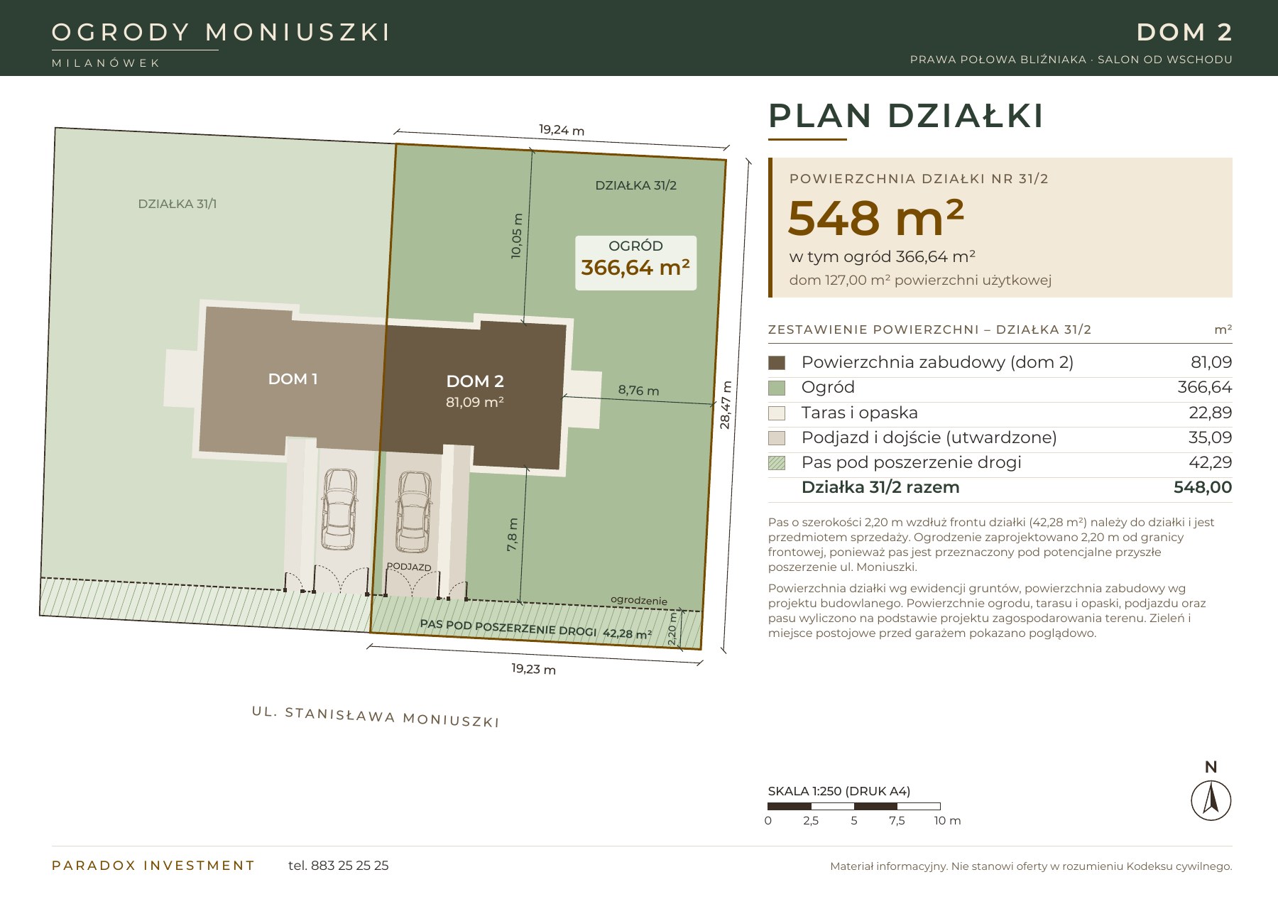 Plan działek z wyróżnioną działką 31/2 domu 2